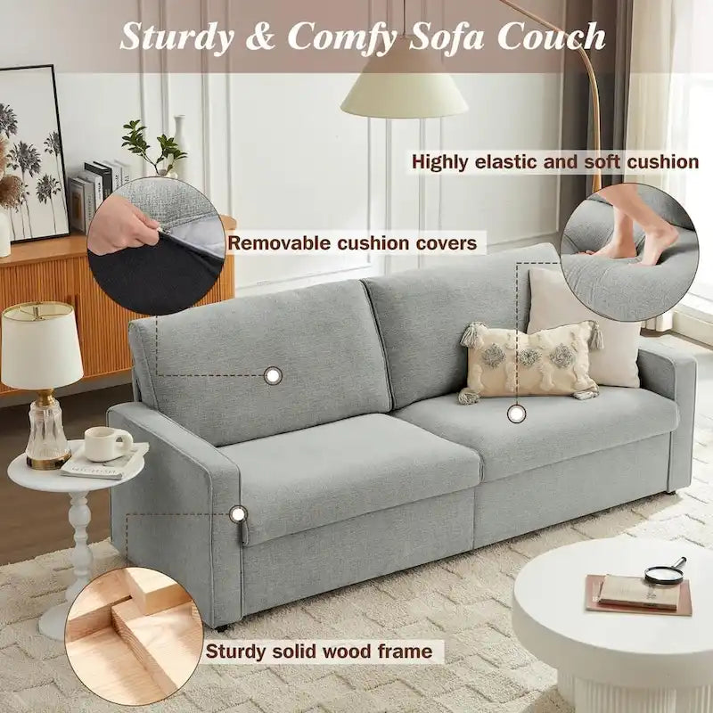 80 Modern Chenille Linen Loveseat Sofa for Living Room