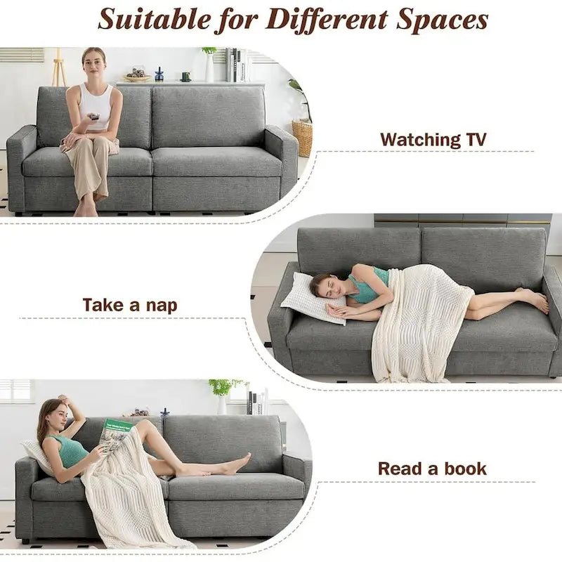 80 Modern Chenille Linen Loveseat Sofa for Living Room