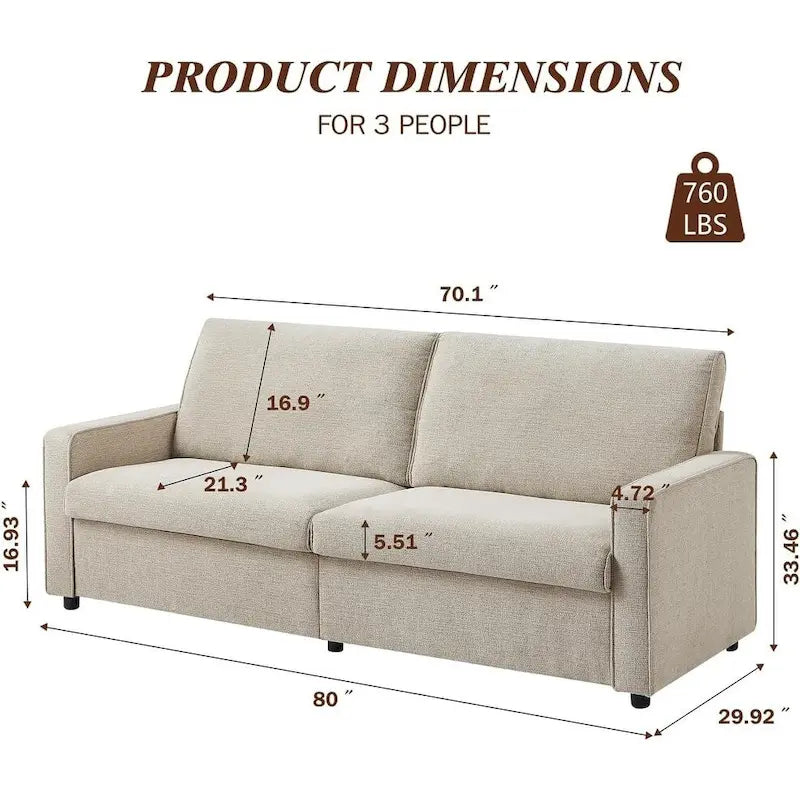 80 Modern Chenille Linen Loveseat Sofa for Living Room