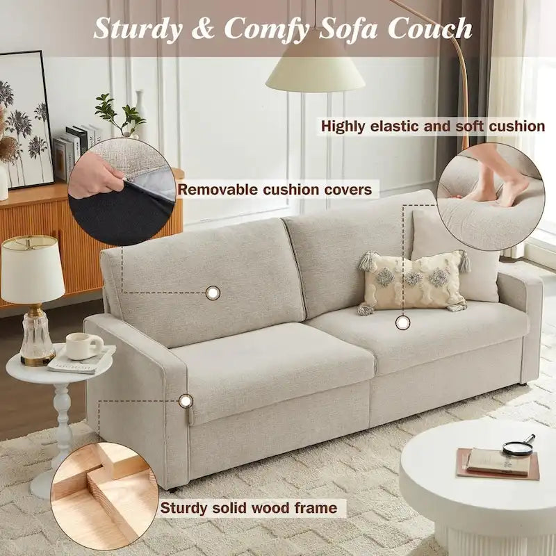 80 Modern Chenille Linen Loveseat Sofa for Living Room