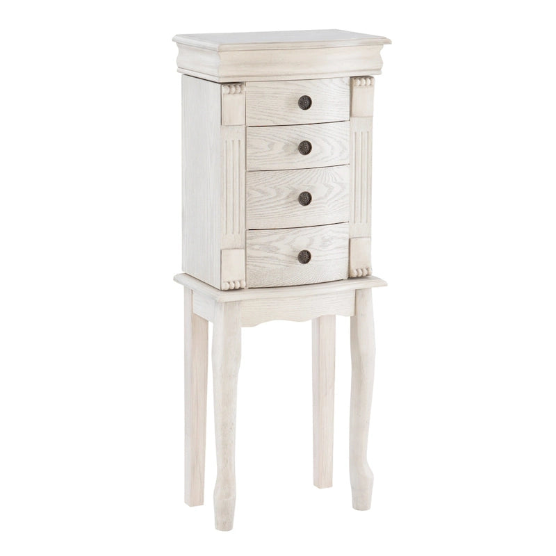 Jewelry Armoire with Storage Drawers - 35.25 - Cream