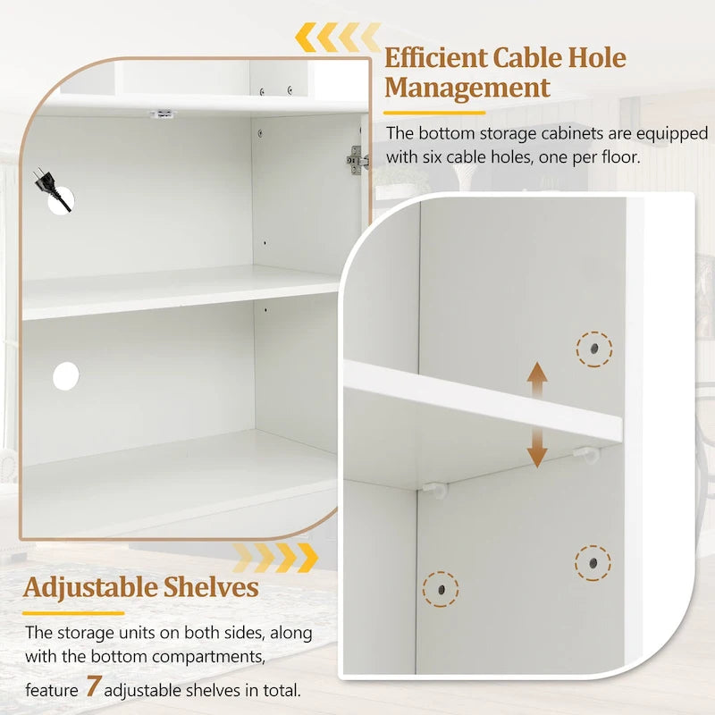 4-Piece Entertainment Center Wall Unit Set with Bridge for TVs Up to 70, TV Stand W/Adjustable Shelves, Large Media Console