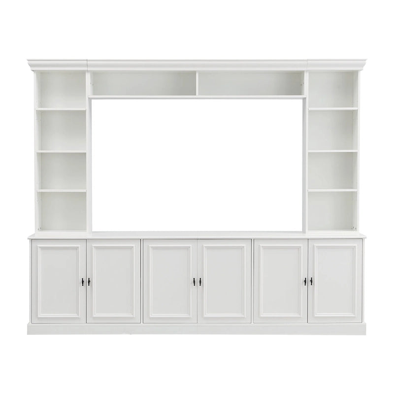 4-Piece Entertainment Center Wall Unit Set with Bridge for TVs Up to 70, TV Stand W/Adjustable Shelves, Large Media Console