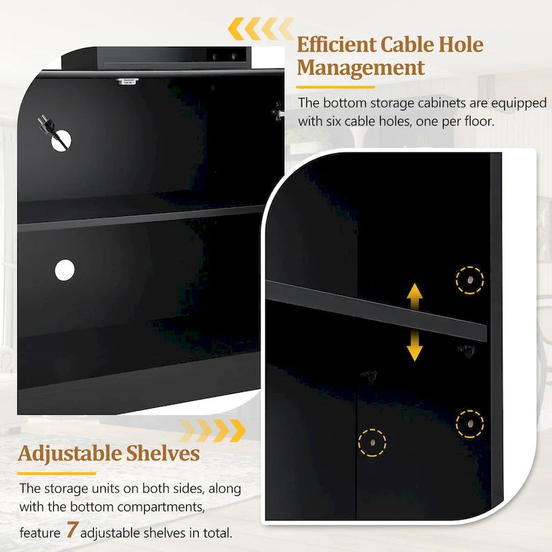 4-Piece Entertainment Center Wall Unit Set with Bridge for TVs Up to 70, TV Stand W/Adjustable Shelves, Large Media Console