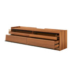 Modern TV Stand with Drawers Design and Built-in Charging Ports and Ambient LED Lighting