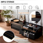 Modern TV Stand with Drawers Design and Built-in Charging Ports and Ambient LED Lighting