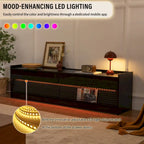 Modern TV Stand with Drawers Design and Built-in Charging Ports and Ambient LED Lighting