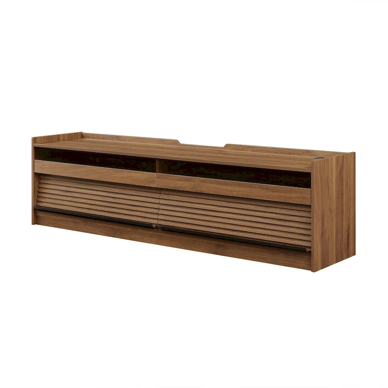 Modern TV Stand with Drawers Design and Built-in Charging Ports and Ambient LED Lighting