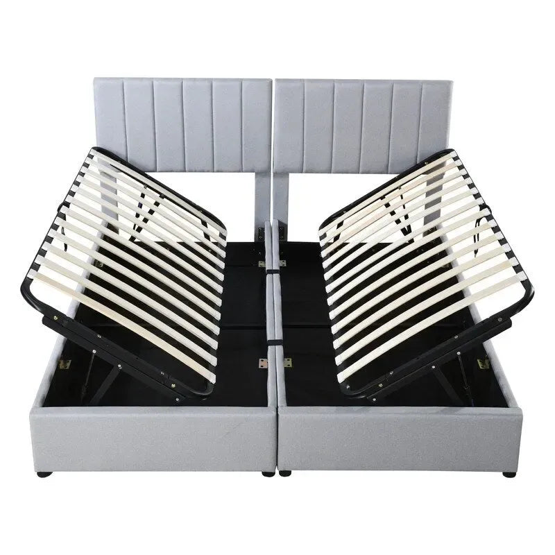 King Size Lift Up Storage Bed with Headboard and Underneath Storage, Upholstered Platform Bed with a Hydraulic Storage System