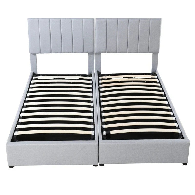King Size Lift Up Storage Bed with Headboard and Underneath Storage, Upholstered Platform Bed with a Hydraulic Storage System