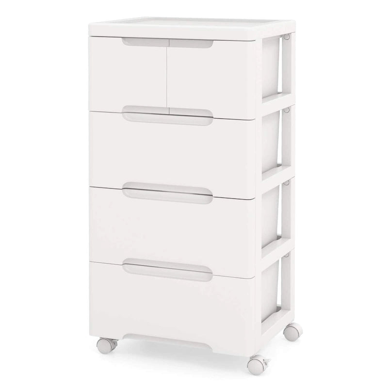 Costway 1 PCS 5-Drawer Plastic Rolling Storage Cart with 4 Universal - See Details