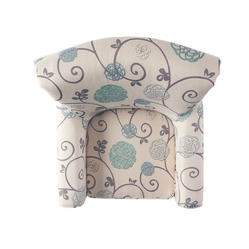 White+Blue Modern 31.75 Upholstered Club Chair with Tapered Birch Wood Legs for Living Room