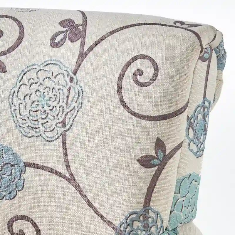 White+Blue Modern 31.75 Upholstered Club Chair with Tapered Birch Wood Legs for Living Room