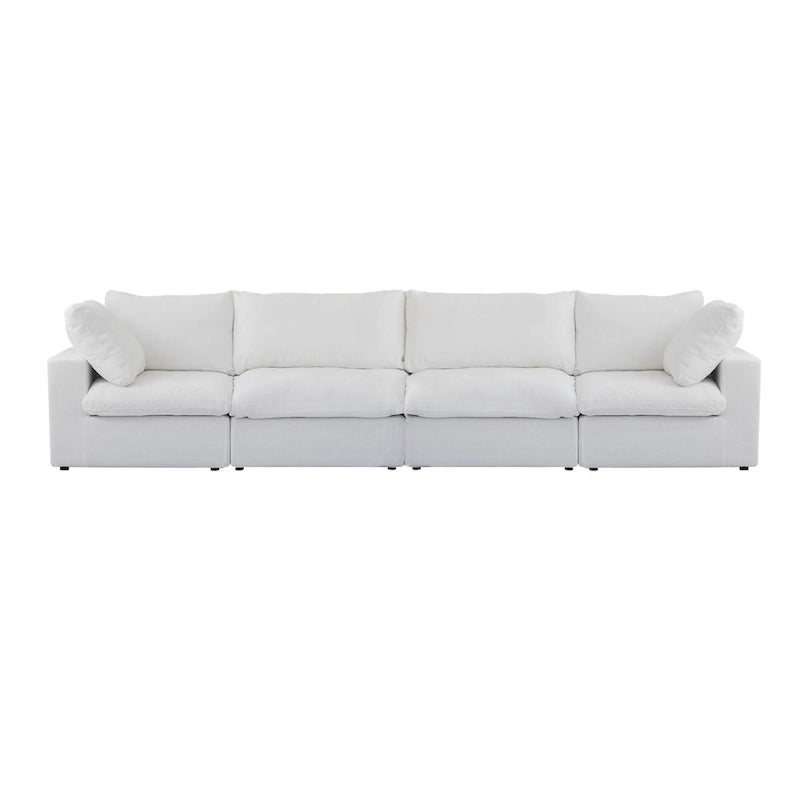160.6 Modern Linen Upholstered Sofa Multiple Cushions Sectional Couch