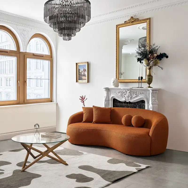 Blaine Japandi Style Luxury Modern Boucle Fabric Curved Sofa