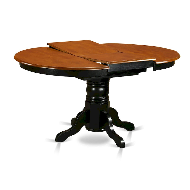 East West Furniture Kitchen Dining Table Butterfly leaf Oval Table Top and Pedestal Legs- Hardwood Table (Finish Option)