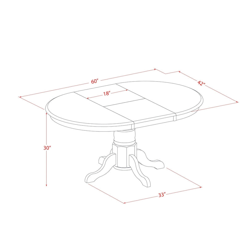 East West Furniture Kitchen Dining Table Butterfly leaf Oval Table Top and Pedestal Legs- Hardwood Table (Finish Option)