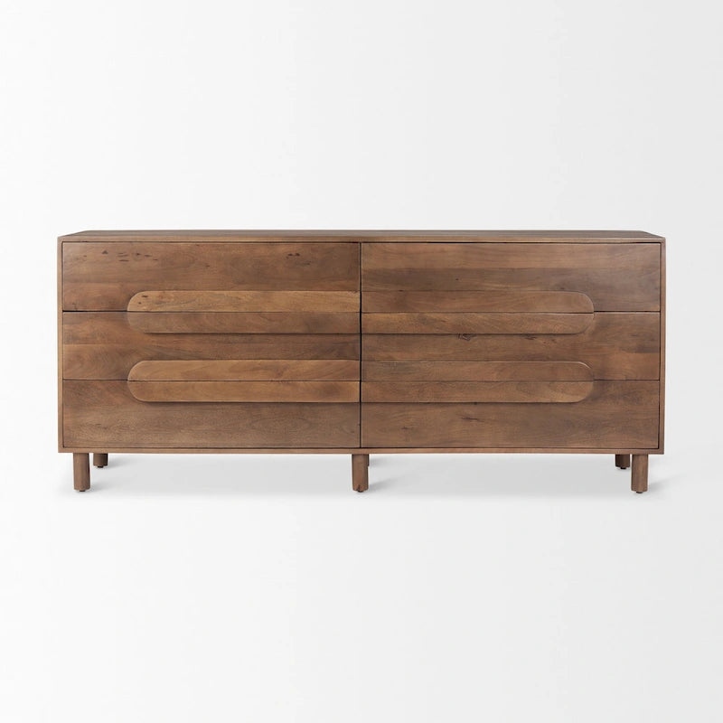 Astrid Medium Brown Solid Mango Wood 6 Drawer Sideboard - 74.3L x19.8W x 29.5H