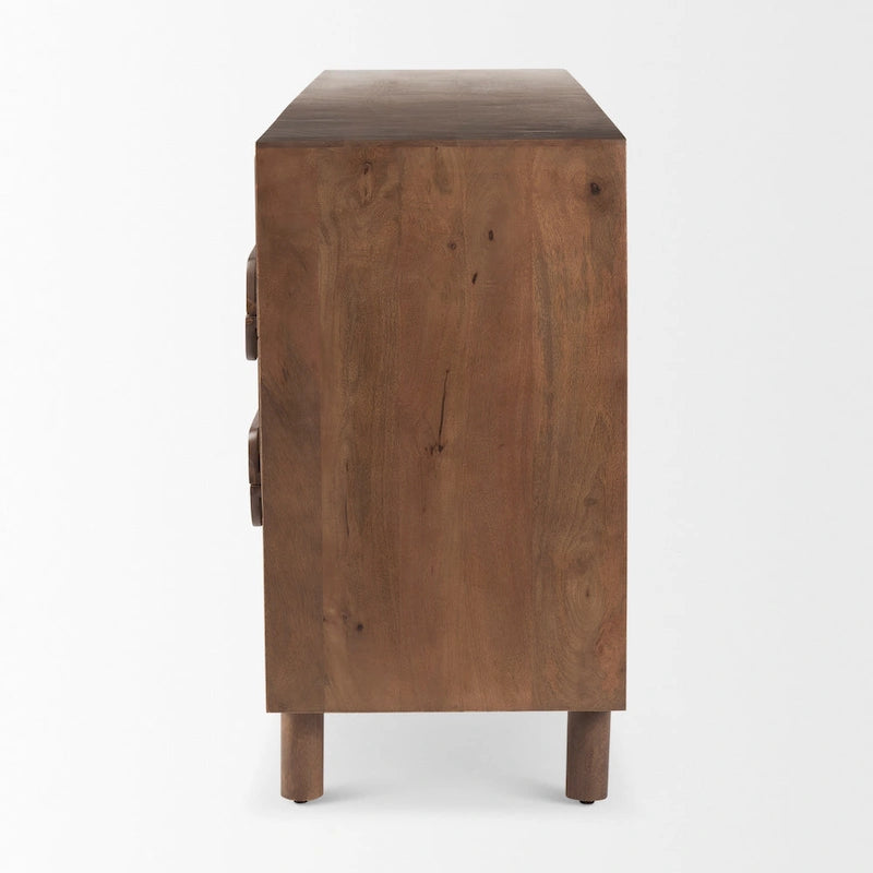 Astrid Medium Brown Solid Mango Wood 6 Drawer Sideboard - 74.3L x19.8W x 29.5H