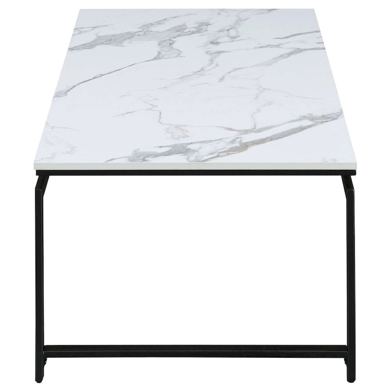 Clark 3-piece Faux Marble Top Coffee Table Set White Faux Marble