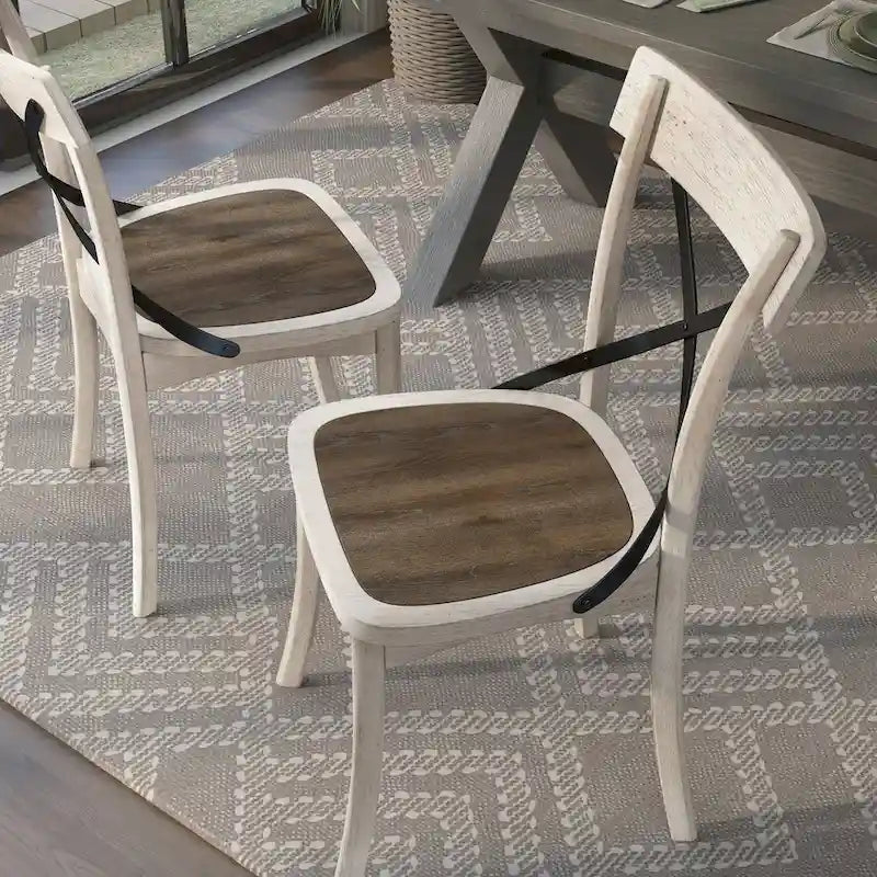 McFarlane Farmhouse Antique White Wood X-backed Chairs by (Set of 2)