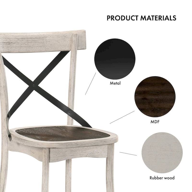 McFarlane Farmhouse Antique White Wood X-backed Chairs by (Set of 2)