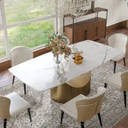 63-94 Hobart Modern Dining Table with Rectangular Sintered Stone Tabletop and Carbon Steel Leg for 4-10