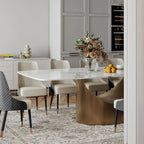 63-94 Hobart Modern Dining Table with Rectangular Sintered Stone Tabletop and Carbon Steel Leg for 4-10
