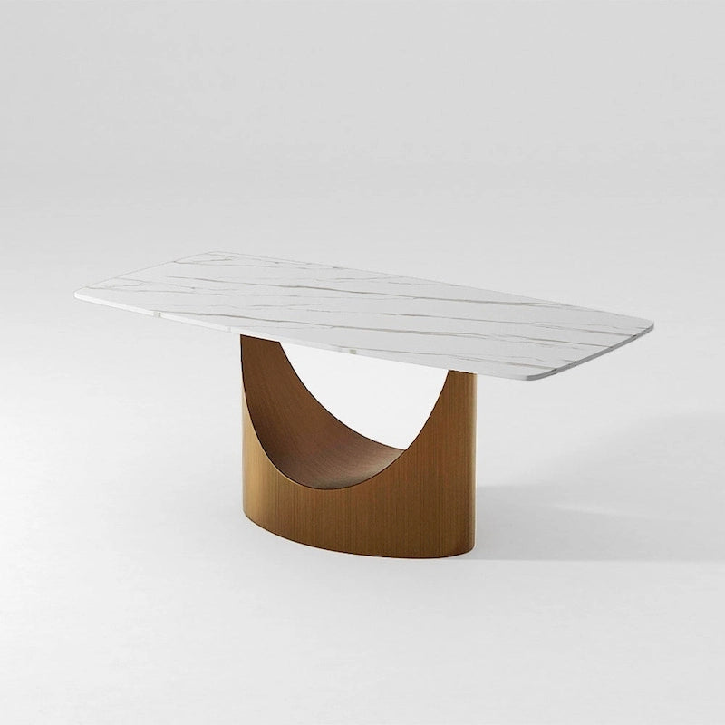 63-94 Hobart Modern Dining Table with Rectangular Sintered Stone Tabletop and Carbon Steel Leg for 4-10