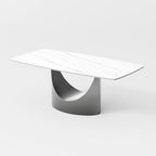63-94 Hobart Modern Dining Table with Rectangular Sintered Stone Tabletop and Carbon Steel Leg for 4-10