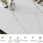 63-94 Hobart Modern Dining Table with Rectangular Sintered Stone Tabletop and Carbon Steel Leg for 4-10