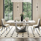 63-94 Hobart Modern Dining Table with Rectangular Sintered Stone Tabletop and Carbon Steel Leg for 4-10
