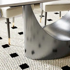 63-94 Hobart Modern Dining Table with Rectangular Sintered Stone Tabletop and Carbon Steel Leg for 4-10
