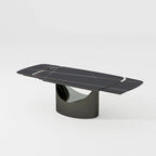63-94 Hobart Modern Dining Table with Rectangular Sintered Stone Tabletop and Carbon Steel Leg for 4-10