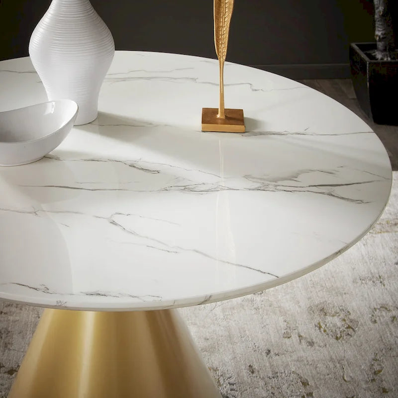Darcy 46 Wide Faux Marble Round Dining Table by Bold