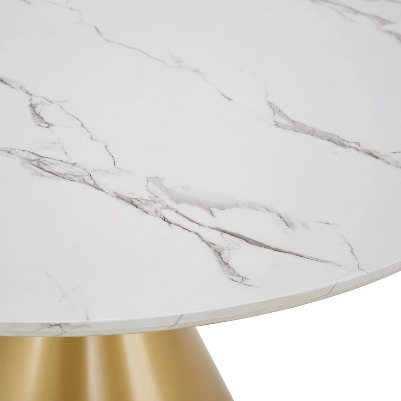 Darcy 46 Wide Faux Marble Round Dining Table by Bold