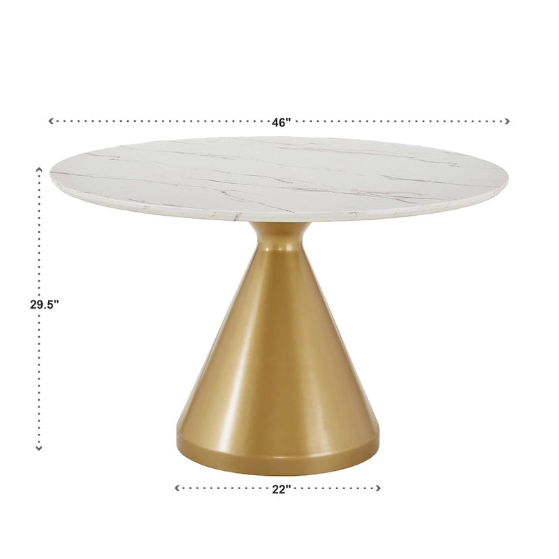 Darcy 46 Wide Faux Marble Round Dining Table by Bold