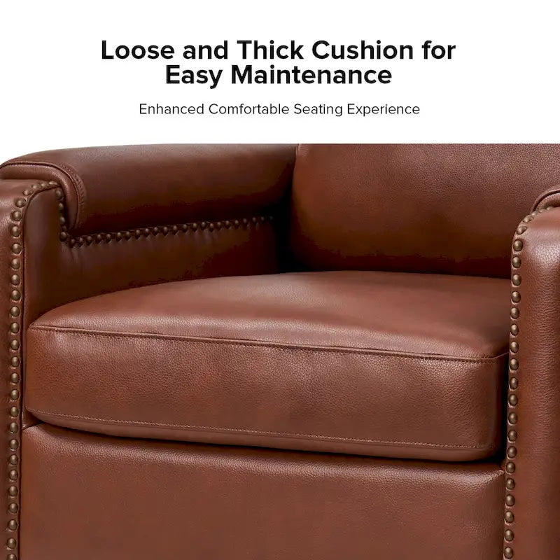 Kunz Transitional Genuine Leather Armchair with Removable Cushion and Nailhead Trims Set of 2