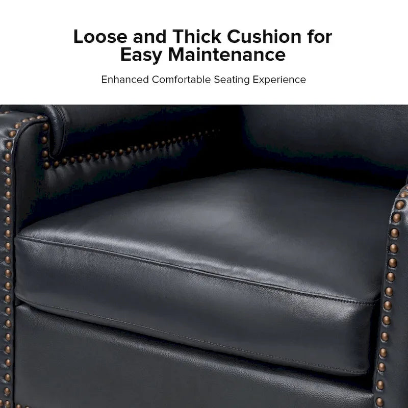 Kunz Transitional Genuine Leather Armchair with Removable Cushion and Nailhead Trims Set of 2