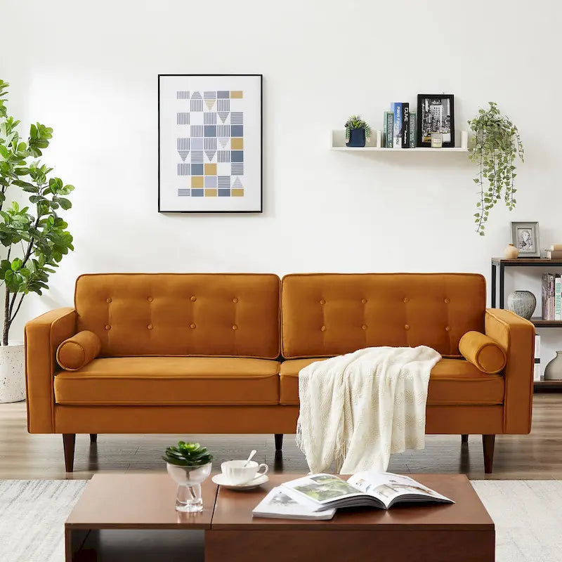 Kerry Mid Century Modern Comfortable Furniture Style Tufted Velvet Couch