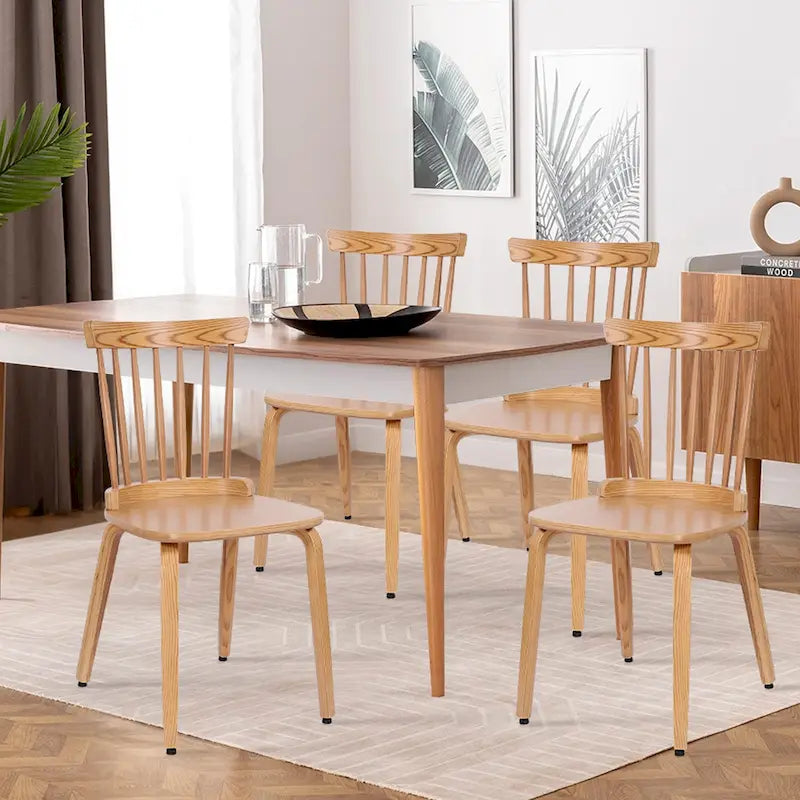 Solid Wood Spindle Back Windsor Dining Chairs, Set of 2 - 17.44 (W) x 19.7 (D) x 33.1 (H)