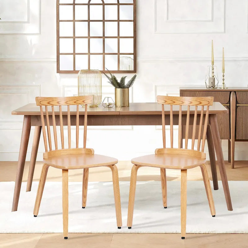 Solid Wood Spindle Back Windsor Dining Chairs, Set of 2 - 17.44 (W) x 19.7 (D) x 33.1 (H)