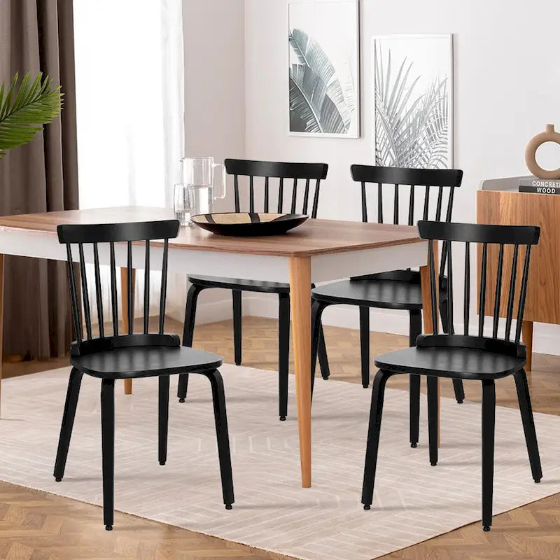 Solid Wood Spindle Back Windsor Dining Chairs, Set of 2 - 17.44 (W) x 19.7 (D) x 33.1 (H)
