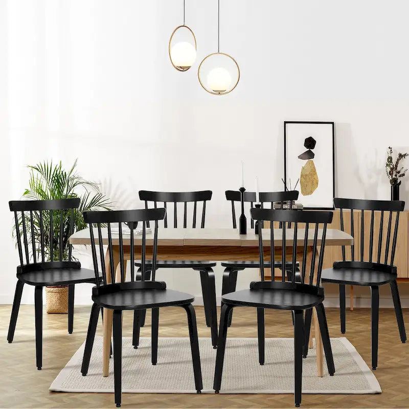 Solid Wood Spindle Back Windsor Dining Chairs, Set of 2 - 17.44 (W) x 19.7 (D) x 33.1 (H)