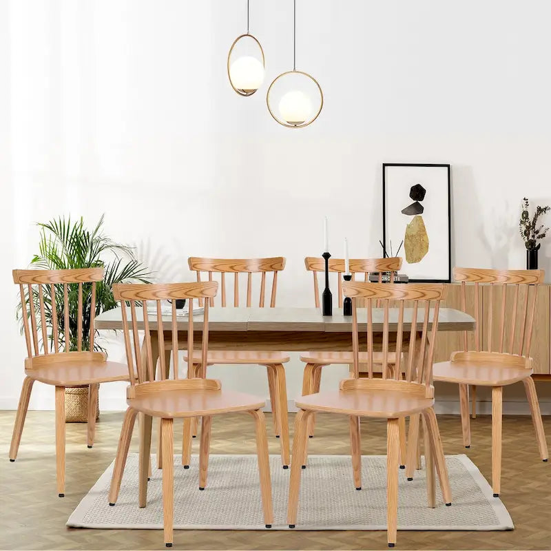 Solid Wood Spindle Back Windsor Dining Chairs, Set of 2 - 17.44 (W) x 19.7 (D) x 33.1 (H)