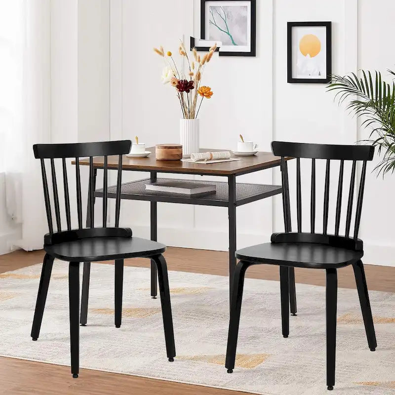 Solid Wood Spindle Back Windsor Dining Chairs, Set of 2 - 17.44 (W) x 19.7 (D) x 33.1 (H)