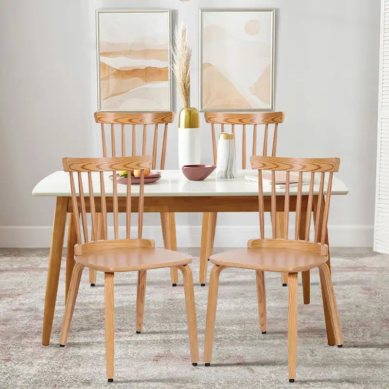 Solid Wood Spindle Back Windsor Dining Chairs, Set of 2 - 17.44 (W) x 19.7 (D) x 33.1 (H)
