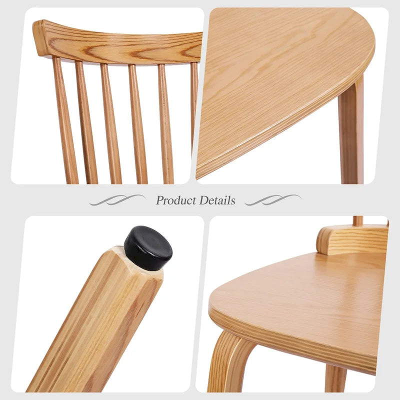 Solid Wood Spindle Back Windsor Dining Chairs, Set of 2 - 17.44 (W) x 19.7 (D) x 33.1 (H)