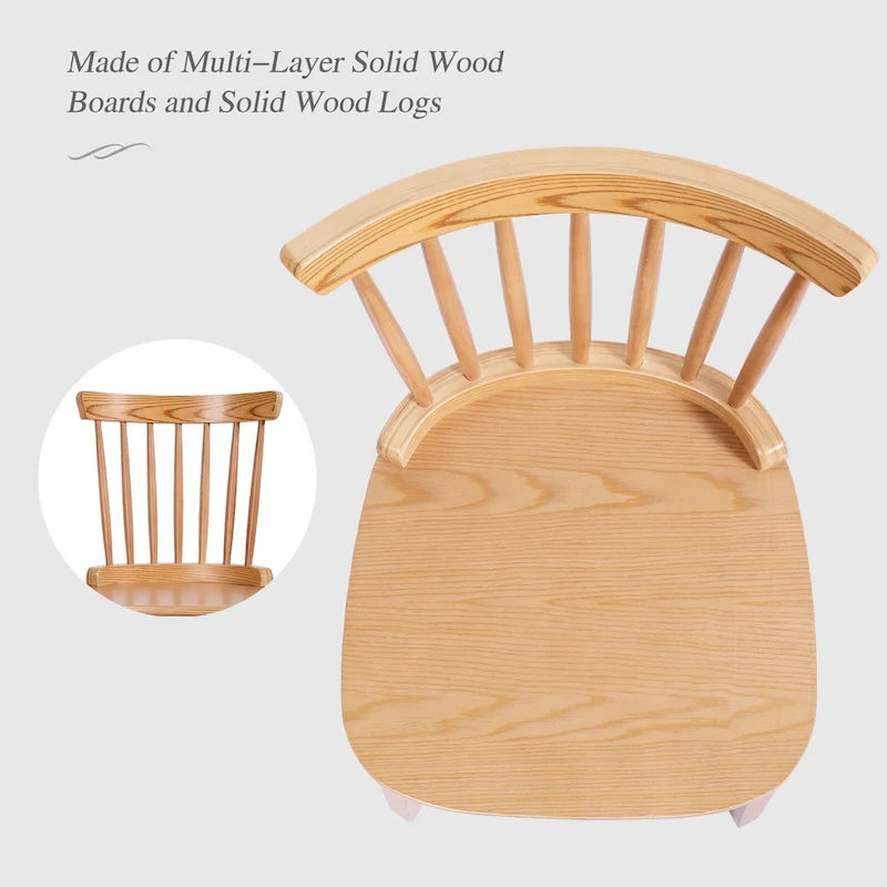 Solid Wood Spindle Back Windsor Dining Chairs, Set of 2 - 17.44 (W) x 19.7 (D) x 33.1 (H)