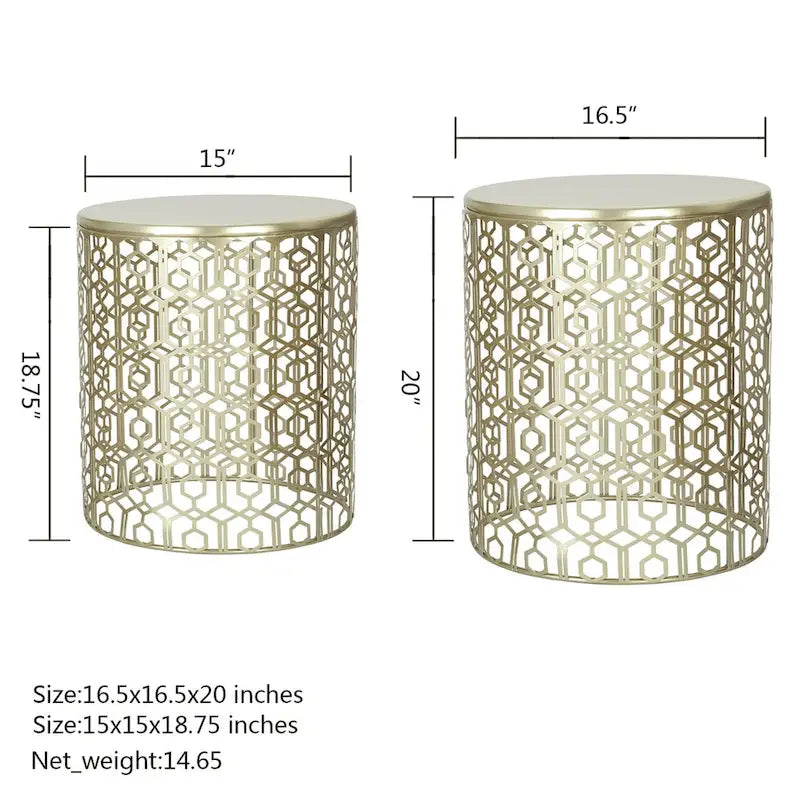 Set of 2 Round Nesting Side End Tables Set - Set of 2